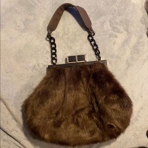 Brown Faux Fur Shoulder Bag